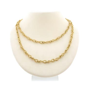 Lange gouden fantasie/infinity schakelketting, Sieraden, Tassen en Uiterlijk, Ophalen of Verzenden, Gebruikt, Goud, Goud