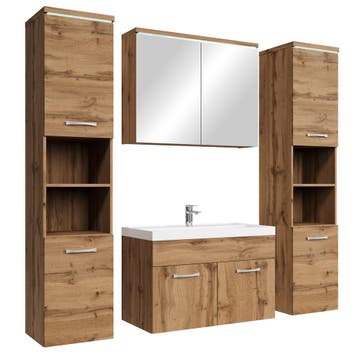 Badkamermeubel Set Paso XL 80 x 40 cm Eiken Badmeubel, Verzenden, Nieuw, Wastafelkast