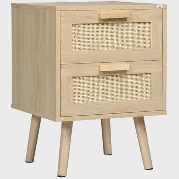 Nachtkastje met 2 Lades en Houten Poten - Naturel Hout - 40x, Verzenden, Nieuw