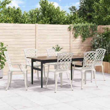vidaXL Tuinstoelen 6 st gietaluminium wit, Verzenden, 6 zitplaatsen, Tuinset, Nieuw