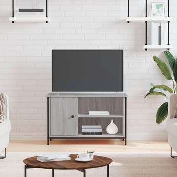 vidaXL Tv-meubel 80x40x50 cm bewerkt hout grijs sonoma, Minder dan 50 cm, Verzenden, Nieuw, Minder dan 100 cm