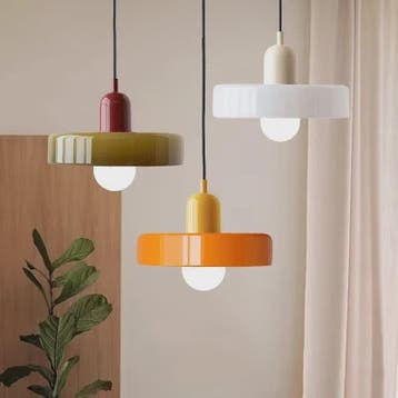Nordic Bauhaus Hanglamp - Retro Glas & Kleurrijke Kap voor W, Verzenden, Nieuw