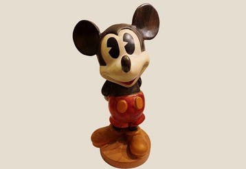 Disney - sculptuur, Rara Statua di Mickey Mouse in Legno, Nieuw