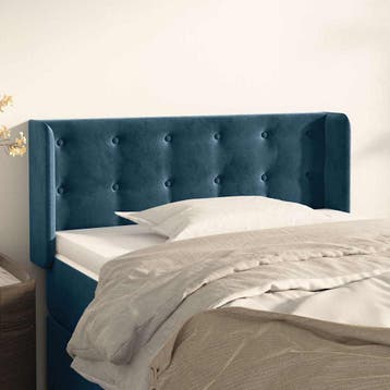 vidaXL Hoofdbord met randen 103x16x78/88 cm fluweel, Verzenden, Nieuw, Blauw, Stof