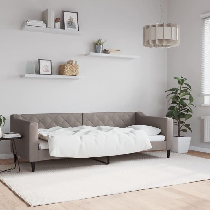 vidaXL Slaapbank 80x200 cm stof taupe, Huis en Inrichting, Slaapkamer | Bedden, 80 cm, 200 cm, Eenpersoons, Nieuw, Stof, Verzenden