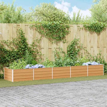 vidaXL Verhoogde plantenbak Licht Bruin 400 x 80 x 45 cm, Verzenden, Nieuw, Metaal, 60 tot 100 cm