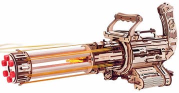 Robotime Rotating-Barrel Machine Gun Modelbouw Knutselen, Verzenden, Nieuw