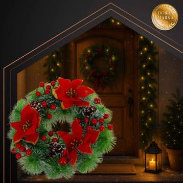 Ruhhy Kerstkrans met realistische groene decoratie voor d..., Ophalen of Verzenden, Nieuw