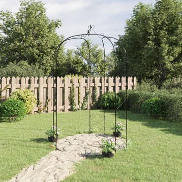 vidaXL Tuinboog Ø180x255 cm staal zwart, Tuin en Terras, Palen, Balken en Planken, Verzenden, Nieuw
