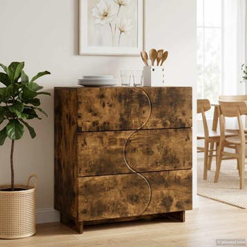 vidaXL Dressoir Gerookt eiken 70 x 38 x 75 cm Bewerkt hout, Verzenden, Nieuw, 50 tot 100 cm, 25 tot 50 cm