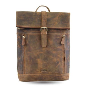 Leren Rugzak Cognac & Bruin - Werk Rugzak met Veel Vakken, Nieuw