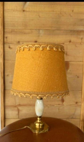 Lamp - Messing, Marmer, Textiel - Omas chique lamp