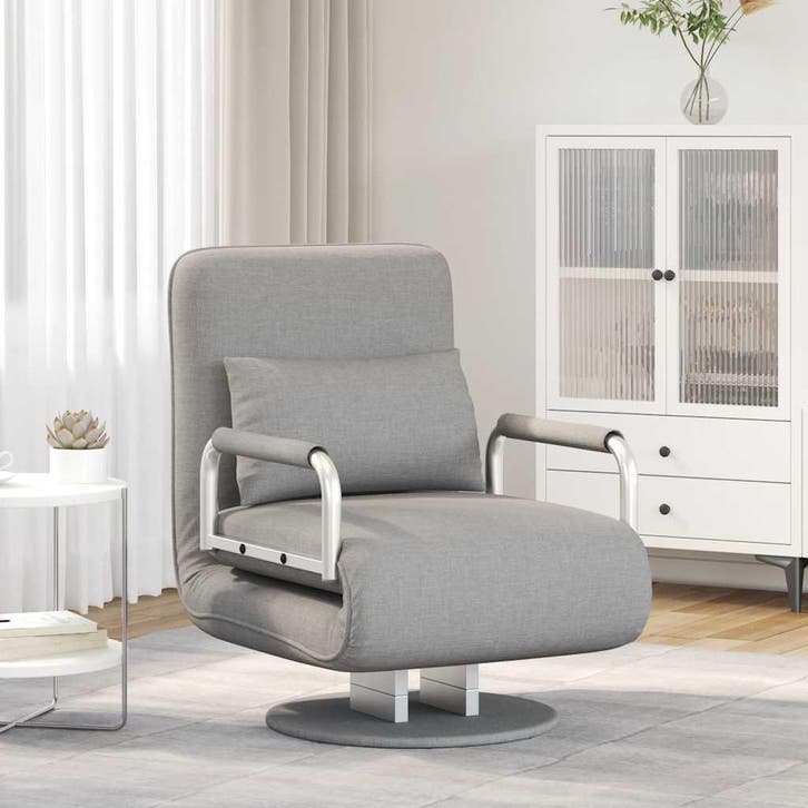 vidaXL Draaistoel en slaapbank stof lichtgrijs, Huis en Inrichting, Fauteuils, Nieuw, Verzenden