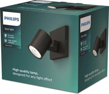 Philips Runner opbouwspot - 1-lichts - zwart tweede kans, Verzenden, Nieuw