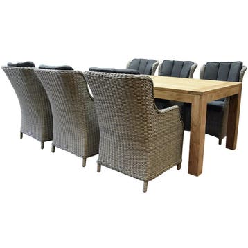 Darwin Krista dining tuinset 240x100xH77,5 cm 7-delig grijs, Tuin en Terras, Ophalen of Verzenden, Nieuw