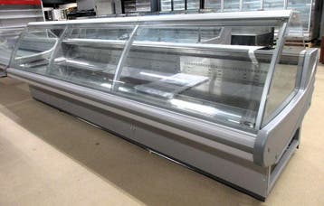 Tuna Koeltoonbank met gebogen glas – B375 x D115 x H115 cm –, Nieuw in verpakking