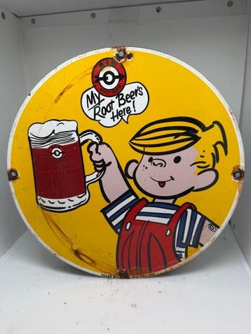 A&W - A&W Root Beer bord - Emaille bord - Emaille, Metaal