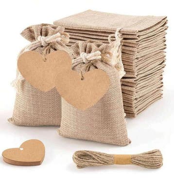Jute zakje met treksluiting 9 x 12 cm, Hobby en Vrije tijd, Knutselen, Overige thema's, Ophalen of Verzenden, Natuurlijk materiaal