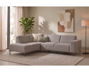 Hoekbank Riva Beige - Glow 4 – Ottomane Links – 262x195 cm, Ophalen of Verzenden, Nieuw