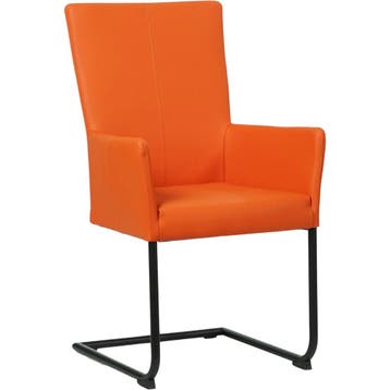 Leren eetkamerstoel Dry met armleuning - Toledo Orange, Overige kleuren, Nieuw, Leer, Ophalen of Verzenden