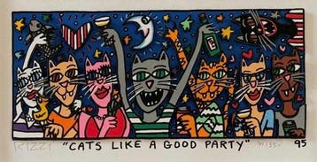 James Rizzi (1950-2011) - Cats like a good party