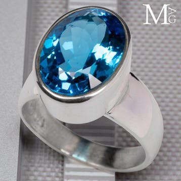 Extreem kostbare edelsteen - 925 zilveren ring met ovale