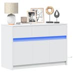 vidaXL Tv-meubel met LED 91x34x61 cm bewerkt hout wit, Verzenden, Nieuw, Overige houtsoorten