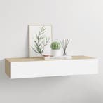vidaXL Wandladekast eiken en wit 60x23,5x10cm MDF, Verzenden, Nieuw
