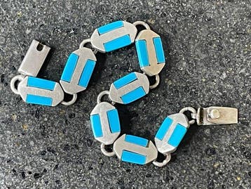 Vintage Mexicaans 925 Sterlingzilver en Natuurlijke Turkoois
