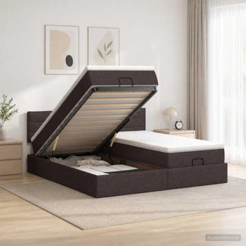 vidaXL Ottoman bed met matras met hoofdeinde 2 pcs, Verzenden, Nieuw, Bruin