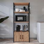 Keukenkast Arhuni 139x56x30 cm zwart en eikenkleurig [en.cas, Huis en Inrichting, Verzenden, Nieuw