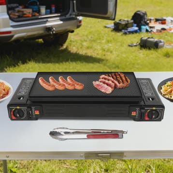 Draagbaar Camping Gasfornuis met 2 Brander, Bakplaat & Koffe, Verzenden, Nieuw