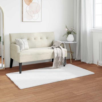 vidaXL Antislip vloerkleed van imitatie konijnenbont OLITE, Verzenden, Nieuw, Wit