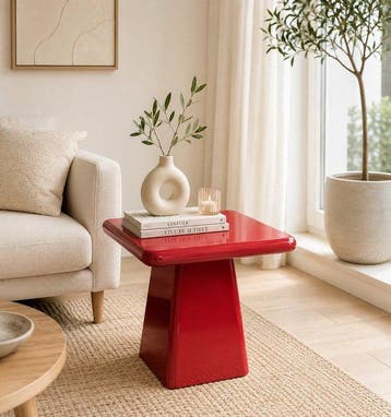 Retro Bordeaux Rode - Bijzettafel - MDF