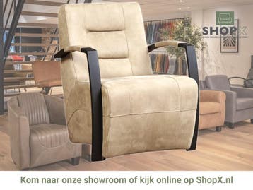 Leren fauteuil Magnificent - Kenia Taupe (taupe/bruin), Nieuw, Ophalen of Verzenden, 50 tot 75 cm, Industrieel, Modern
