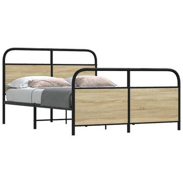 vidaXL Bedframe zonder matras metaal sonoma eikenkleurig, Bruin, Verzenden, 140 cm, 200 cm