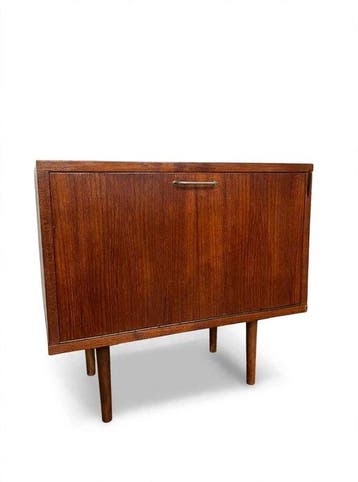 Kast - Teak, Hout - Vintage Deens Teak Platenkast / Bar