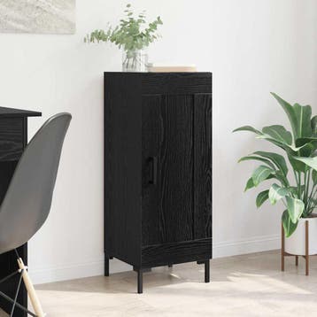 vidaXL Dressoir Olden Zwart Eiken 34,5 x 34 x 90 cm, Verzenden, Nieuw, Overige houtsoorten, Minder dan 50 cm