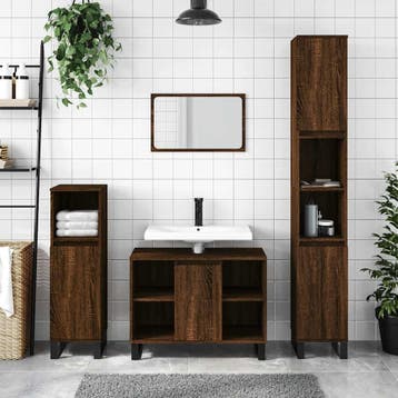 vidaXL Badkamerkast 80x33x60 cm bewerkt hout bruin, Verzenden, Nieuw