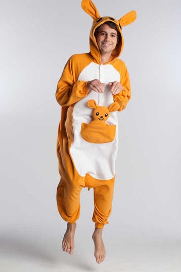 KIMU® Onesie Kangoeroe Pak S-M of 158-164 Kangoeroepak Kostu, Carnaval, Nieuw, Ophalen of Verzenden, Kleding