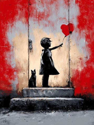 Mrs Art Prime - Love Is the Only Currency in Banksy Style