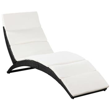 Ligbed Rattan Zwart | Retourdeal 34% Korting, Ophalen of Verzenden, Nieuw, Rotan, Inklapbaar