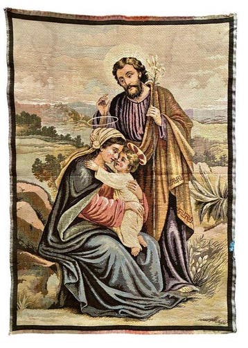 Wandtapijt - 87 cm - 62 cm - Gobelin - Heilige Familie, Antiek en Kunst