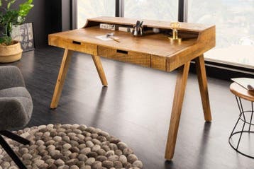 Stevige secretaire MONSOON 120 cm mangohouten bureau - 41165, Ophalen of Verzenden, Nieuw