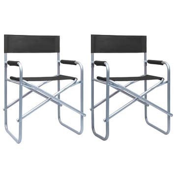 Regisseursstoelen 2 stuks zwart | Retourdeal 41% Korting, Ophalen of Verzenden, Zo goed als nieuw, Metaal, Inklapbaar