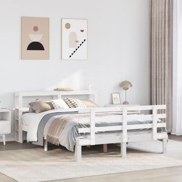 vidaXL Bedframe met hoofdeinde zonder matras 120x200 cm wit, Verzenden, Wit, Nieuw, Twijfelaar