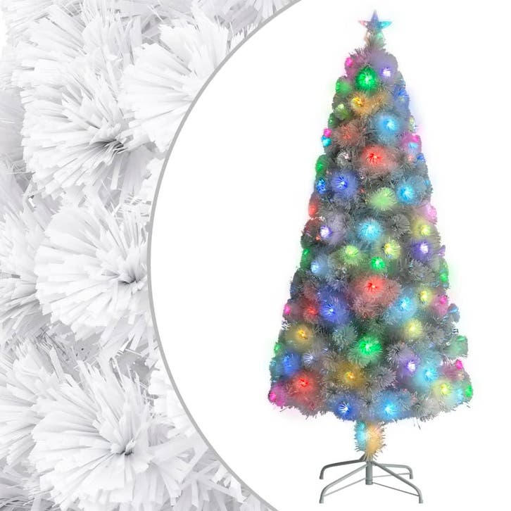 vidaXL Kunstkerstboom met verlichting 150 cm glasvezel wit, Diversen, Kerst, Nieuw, Verzenden