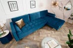 Elegante hoekbank COSY VELVET 3-zitsbank met blauwe petrol, Ophalen of Verzenden, Nieuw