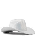 Cowboyhoed Glitter Zilver Iridescent Zilveren Holografisch G, Kleding | Dames, Ophalen of Verzenden, Nieuw, Carnaval