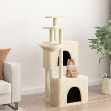 vidaXL Kattenmeubel met sisal krabpalen 122 cm crèmekleurig, Verzenden, Nieuw